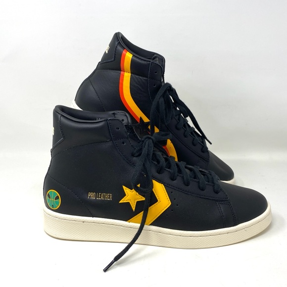 Converse Other - Converse High Top Casual Sneakers Pro Leather Black Yellow Men’s Sizes 171166C